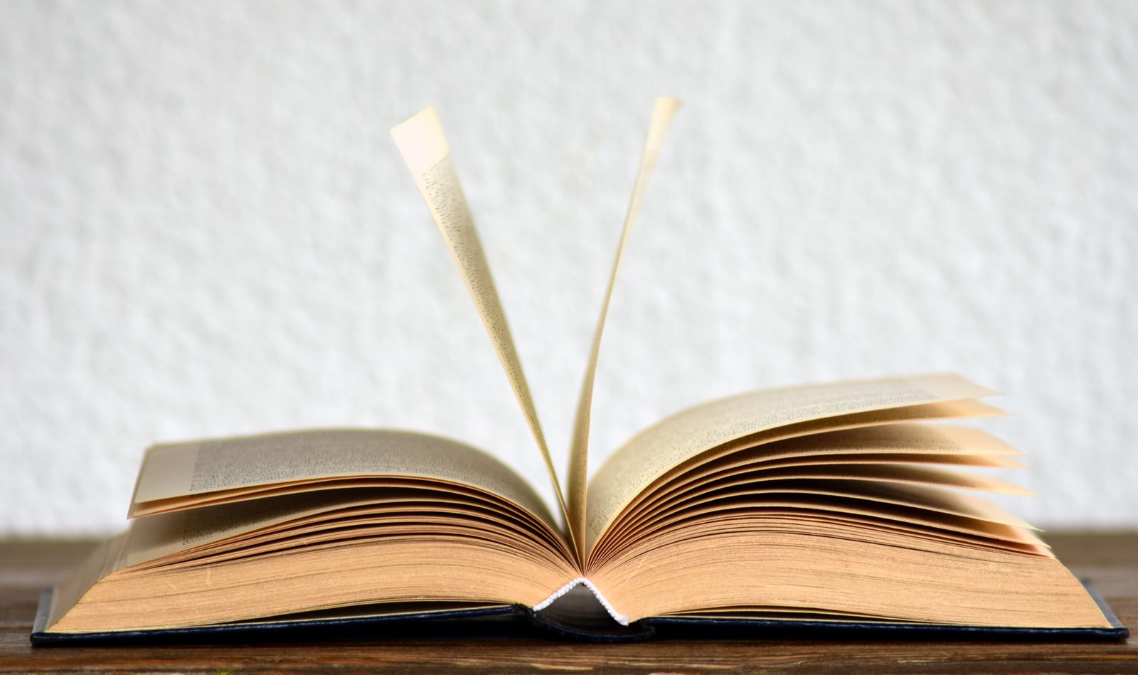An open book showing two pages of justified body text